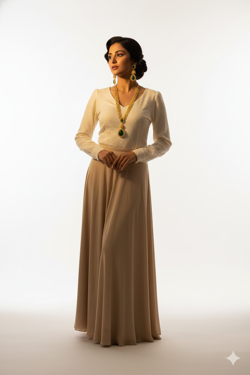 Auravine Bloom | Kerala Traditional Gold Plated Green Stone  Necklace For Womens | Earrings + Necklace