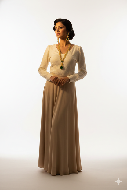 Auravine Bloom | Kerala Traditional Gold Plated Green Stone  Necklace For Womens | Earrings + Necklace